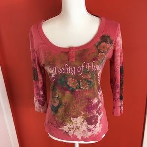 Vintage Suzie Ladies " coral floral shirt, size S